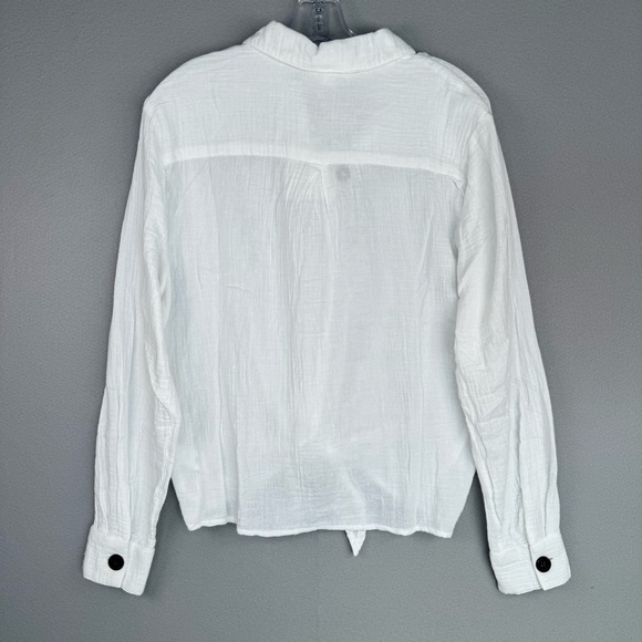 Beachlunchlounge Nox Crinkle Gauze Tie Front Button‎ Up Shirt White XS Casual - Picture 2 of 13